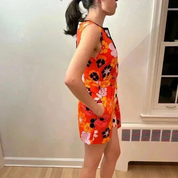Victoria Beckham x Target 70s print romper XS sleeveless tie waist pocket shorts - Picture 2 of 9